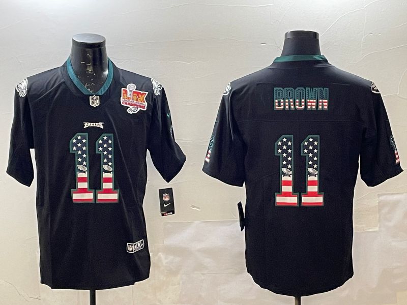 Men Philadelphia Eagles #11 Brown Black National Flag 2025 Nike Vapor Limited NFL Jersey style 2->philadelphia eagles->NFL Jersey